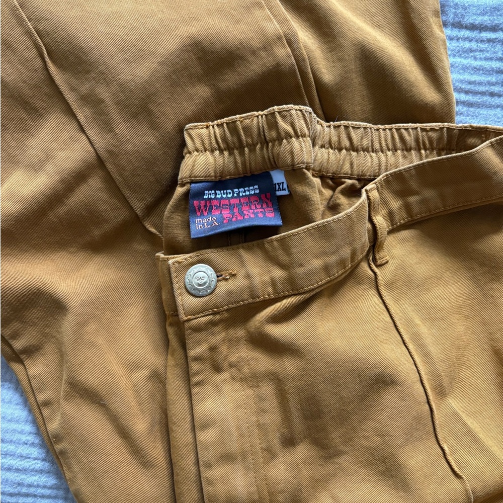 Big Bud Press Women's 1X Western Pants Pin-Tuck Leg Ochre Warm Tan